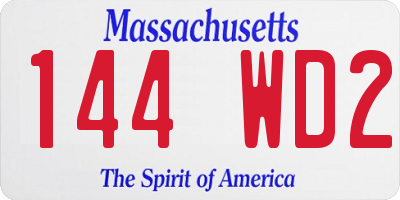 MA license plate 144WD2