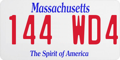 MA license plate 144WD4