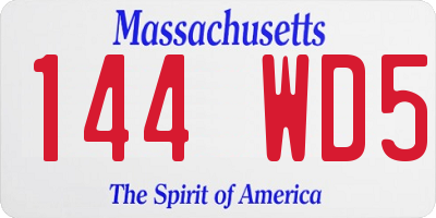 MA license plate 144WD5
