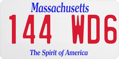 MA license plate 144WD6