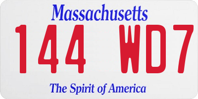 MA license plate 144WD7