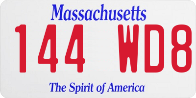 MA license plate 144WD8