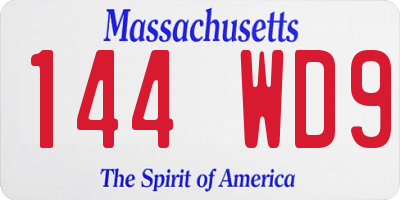 MA license plate 144WD9