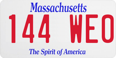 MA license plate 144WE0