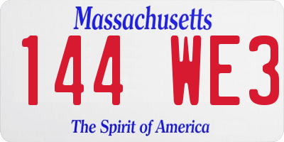 MA license plate 144WE3