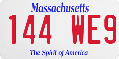 MA license plate 144WE9