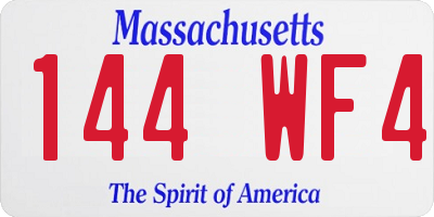 MA license plate 144WF4