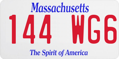 MA license plate 144WG6