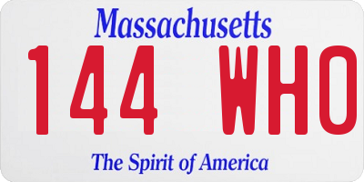 MA license plate 144WH0