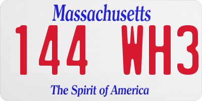 MA license plate 144WH3