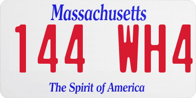 MA license plate 144WH4
