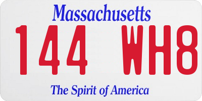 MA license plate 144WH8