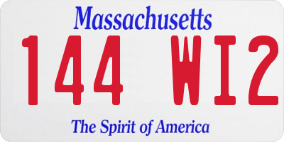 MA license plate 144WI2