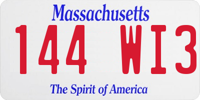 MA license plate 144WI3