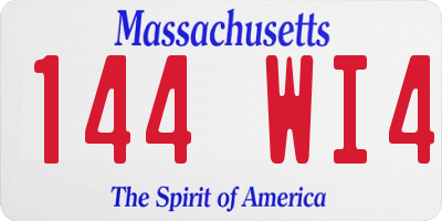 MA license plate 144WI4