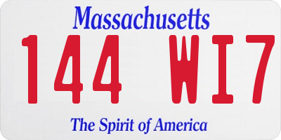 MA license plate 144WI7