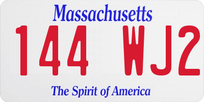 MA license plate 144WJ2
