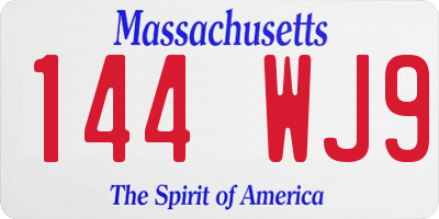 MA license plate 144WJ9