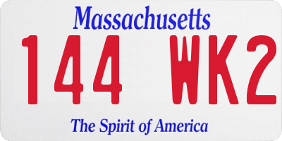 MA license plate 144WK2