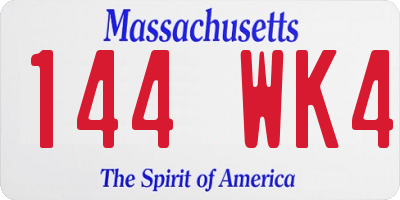 MA license plate 144WK4