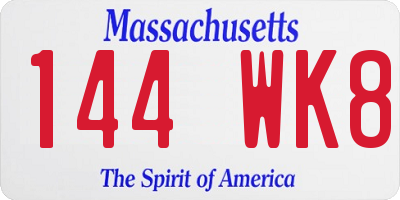 MA license plate 144WK8