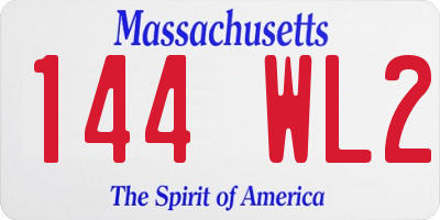 MA license plate 144WL2