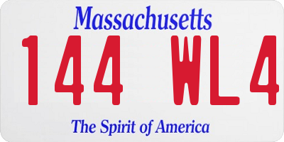 MA license plate 144WL4