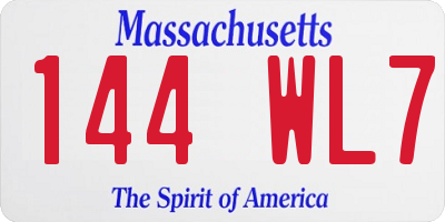 MA license plate 144WL7