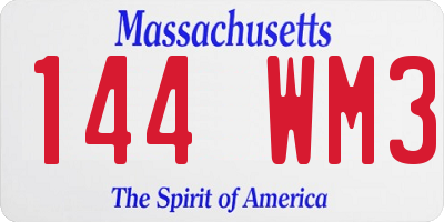 MA license plate 144WM3