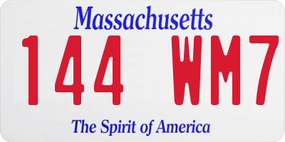 MA license plate 144WM7