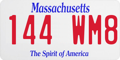 MA license plate 144WM8