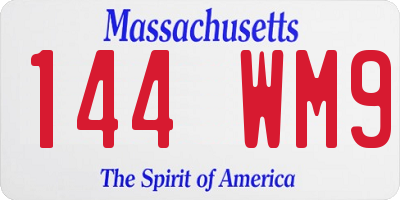 MA license plate 144WM9