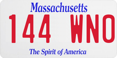 MA license plate 144WN0