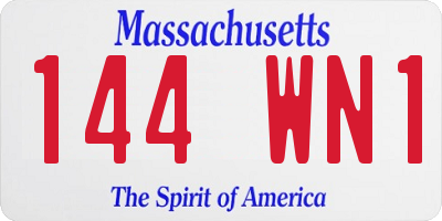 MA license plate 144WN1