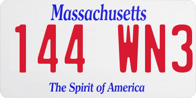 MA license plate 144WN3