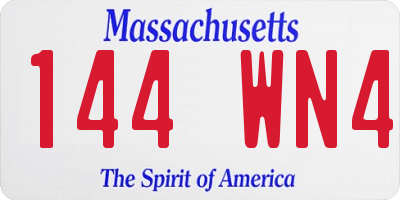MA license plate 144WN4