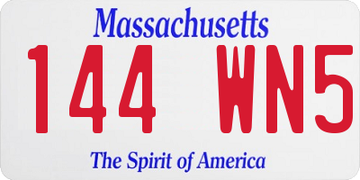 MA license plate 144WN5