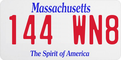 MA license plate 144WN8