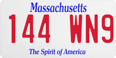 MA license plate 144WN9