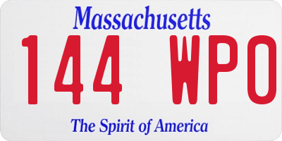 MA license plate 144WP0