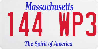 MA license plate 144WP3