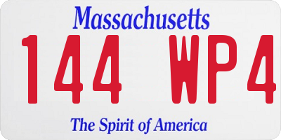 MA license plate 144WP4