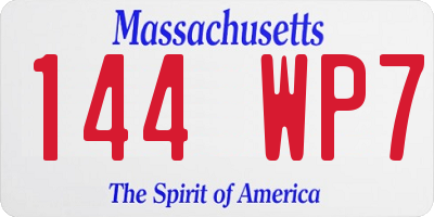 MA license plate 144WP7