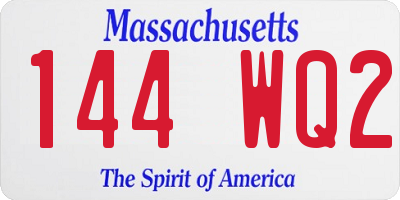 MA license plate 144WQ2