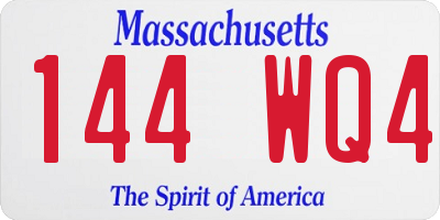 MA license plate 144WQ4