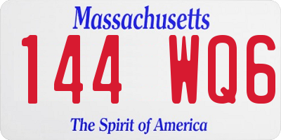 MA license plate 144WQ6