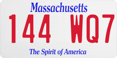 MA license plate 144WQ7