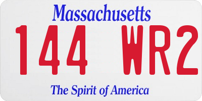 MA license plate 144WR2