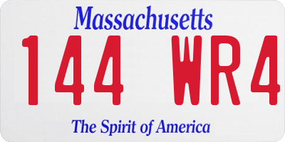MA license plate 144WR4