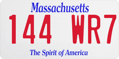 MA license plate 144WR7